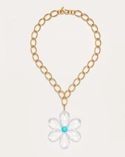 Bobbi Flower Pendant Necklace 17 Bobbi Flower Pendant Necklace -Urban Chic Shop KJL SPRING 23 FEBRUARY 1 BOBBI NECKLACE TURQUOISE 01