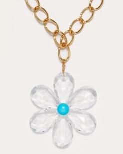 Bobbi Flower Pendant Necklace 18 Bobbi Flower Pendant Necklace -Urban Chic Shop KJL SPRING 23 FEBRUARY 1 BOBBI NECKLACE TURQUOISE 02