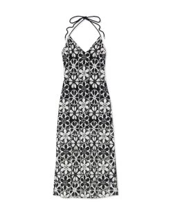 Demi Halter Midi Dress -Urban Chic Shop RTW 2023 MAY 1 A05233045 DEMI DRESS BLACK ECRU TWO CROCHET FLAT 3581