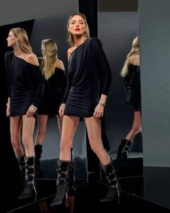 Martha One-Shoulder Mini Dress -Urban Chic Shop core editorial 2023 exclusive martha dress black 025