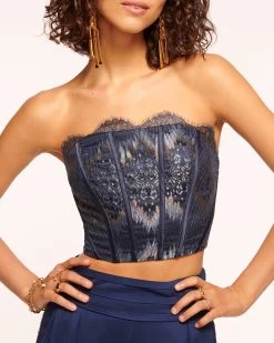 Mia Strapless Corset Top -Urban Chic Shop rtw 2023 august 1 a08231017 mia navylurexchevronlace 02