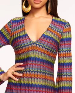 Maya V-Neck Mini Dress -Urban Chic Shop rtw 2023 august 1 a08233026 mayadress multicombochevronrib 03