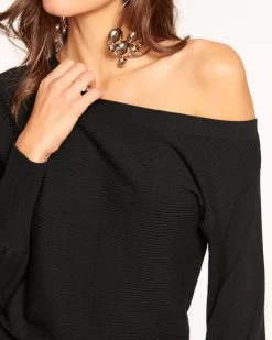 Anna Off-The-Shoulder Sweater Dress 12 Anna Off-The-Shoulder Sweater Dress -Urban Chic Shop rtw 2023 august 1 a08237003 annadress blackextrafinemerino 03