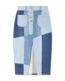 Bellami Patchwork Skirt -Urban Chic Shop rtw 2023 august 1 d08236004 bellami skirt denim flat