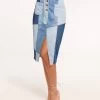 Bellami Patchwork Skirt 1 Bellami Patchwork Skirt -Urban Chic Shop rtw 2023 august 1 d08236004 bellamiskirt patchworkdenim 01