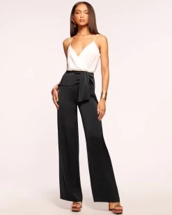 Pierce V-Neck Jumpsuit -Urban Chic Shop rtw 2023 july 3 A05235018 EXCLUSIVE PIERCE JUMPSUIT IVORY 02