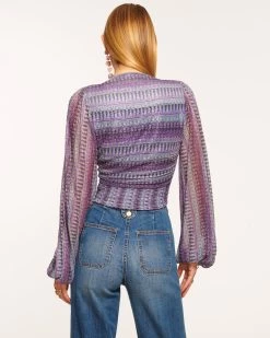 Georgia Ruched Top -Urban Chic Shop rtw 2023 july 3 A07232010 GEORGIA CABANA BLUE COMBO WAIKIKI KNIT 03