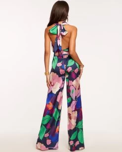 Marnie Wide Leg Pant -Urban Chic Shop rtw 2023 july 3 A07235002 MARNIE PANT SPRING NAVY CABANA FLORAL PRINT 04