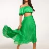 Kali Pleated Midi Skirt -Urban Chic Shop rtw 2023 july 3 A07236002 KALI SKIRT GARDEN GREEN ISLAND PALM JACQUARD 070 0fe390b2 664f 48d2 84dd 8122811692d6