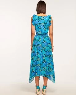 Greta Ruffle Midi Dress 9 Greta Ruffle Midi Dress -Urban Chic Shop rtw 2023 june 2 A06233014 GRETA DRESS TROPICAL BLUE RETRO FLORAL 04