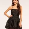 Hansel Bubble Mini Dress -Urban Chic Shop rtw 2023 june 2 A06233015 HANSEL DRESS BLACK PETAL ORGANZA 01